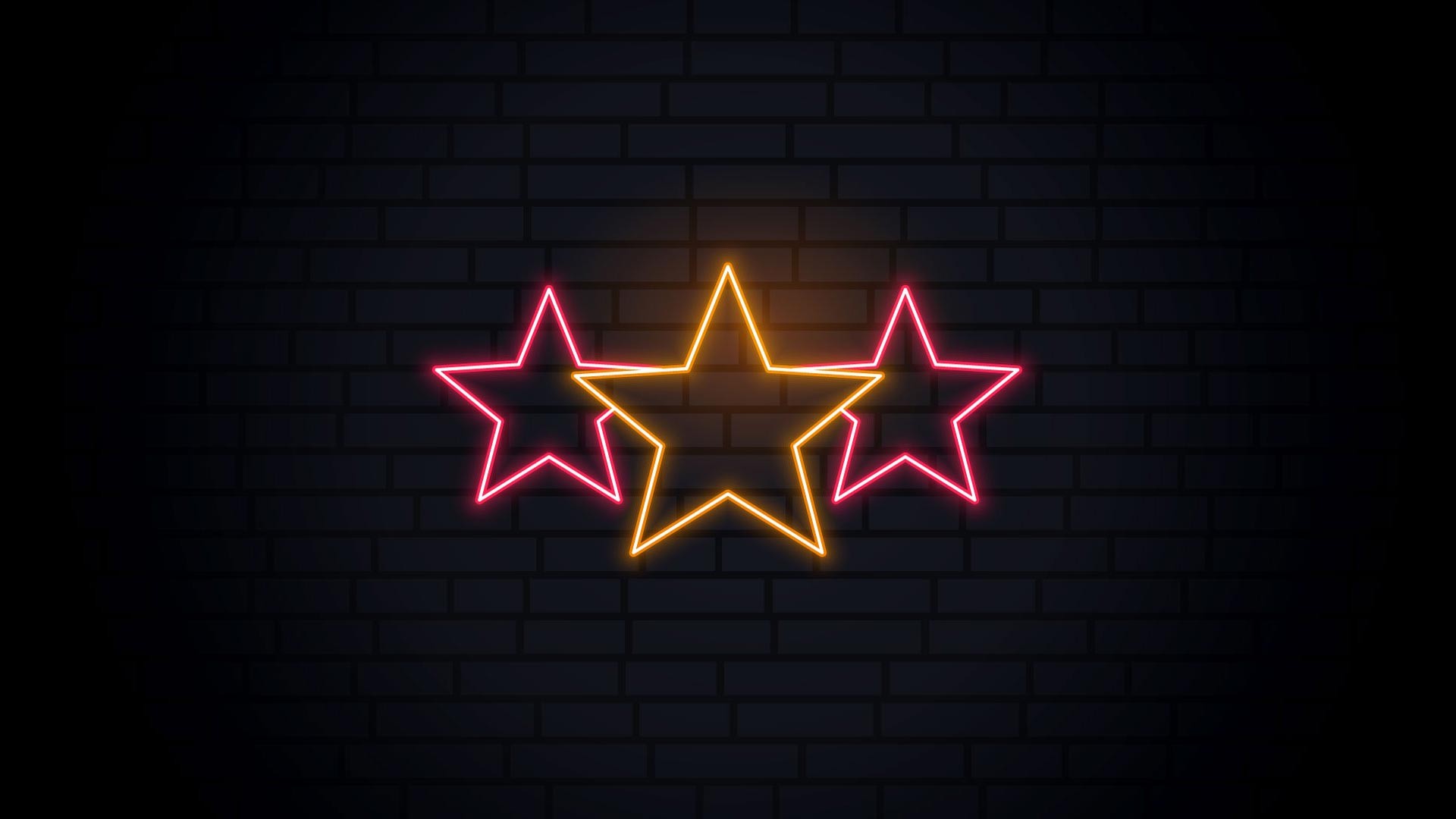 Neon lights on three stars